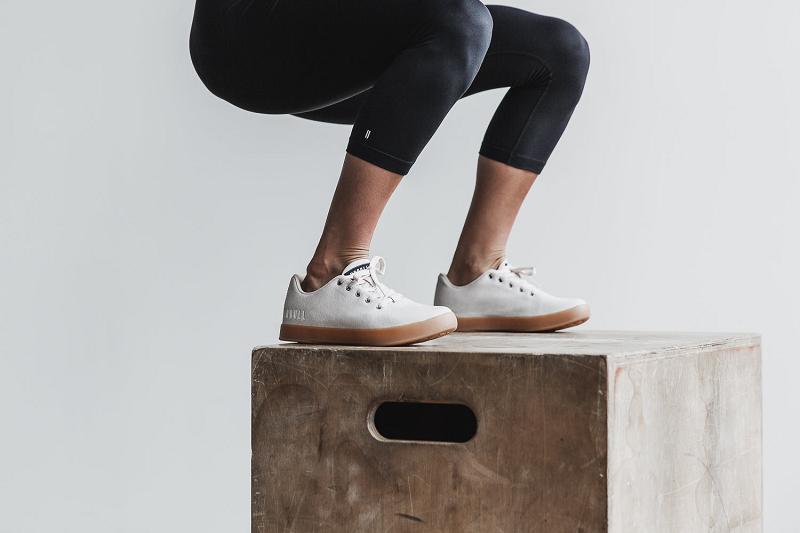 Women's Nobull Ivory Gum Canvas Trainers White | SG G2955S